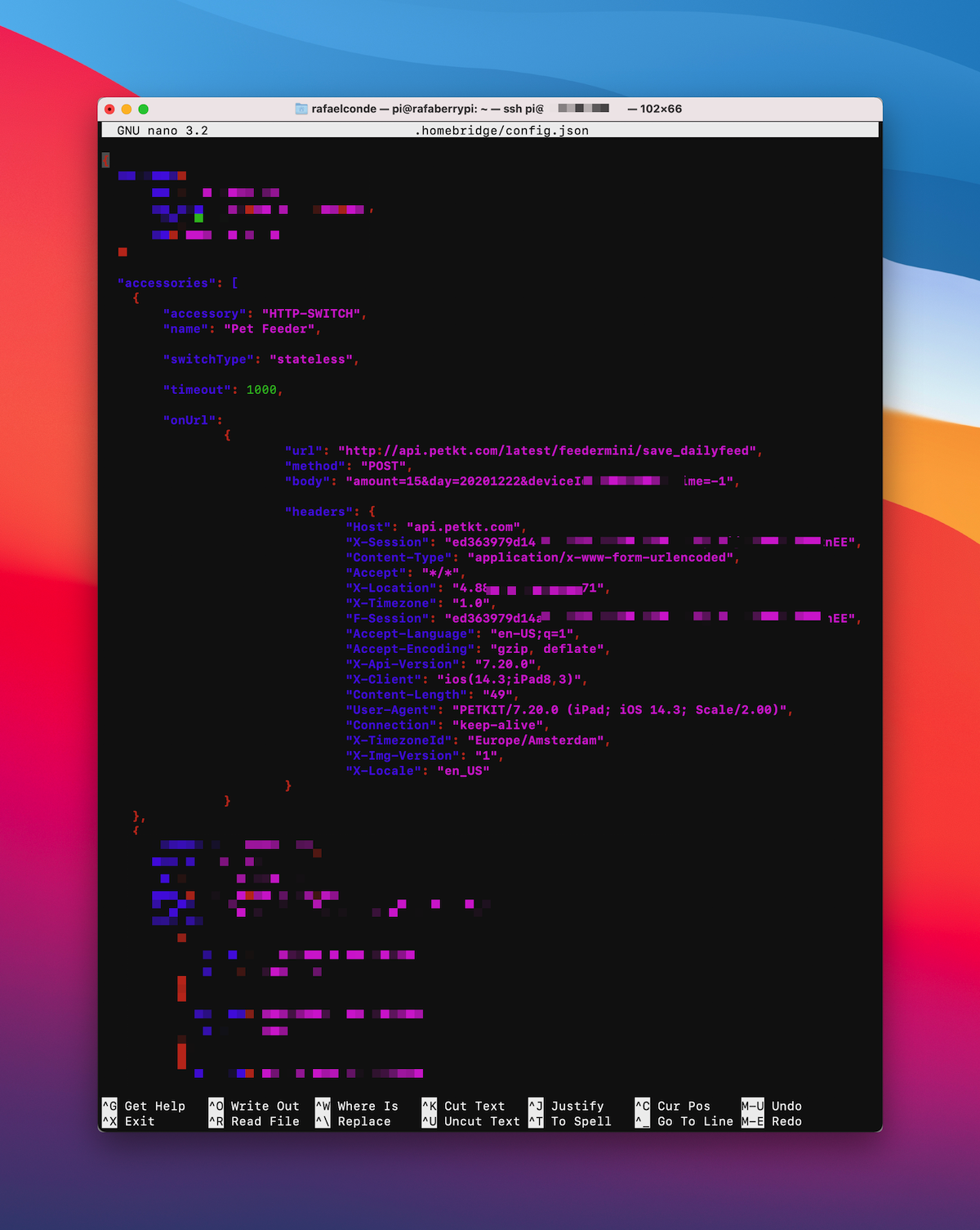 Screenshot of my config.json file